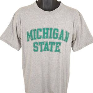 Vintage Michigan State Spartans T Shirt Mens Size Large Gray 90s NCAA University